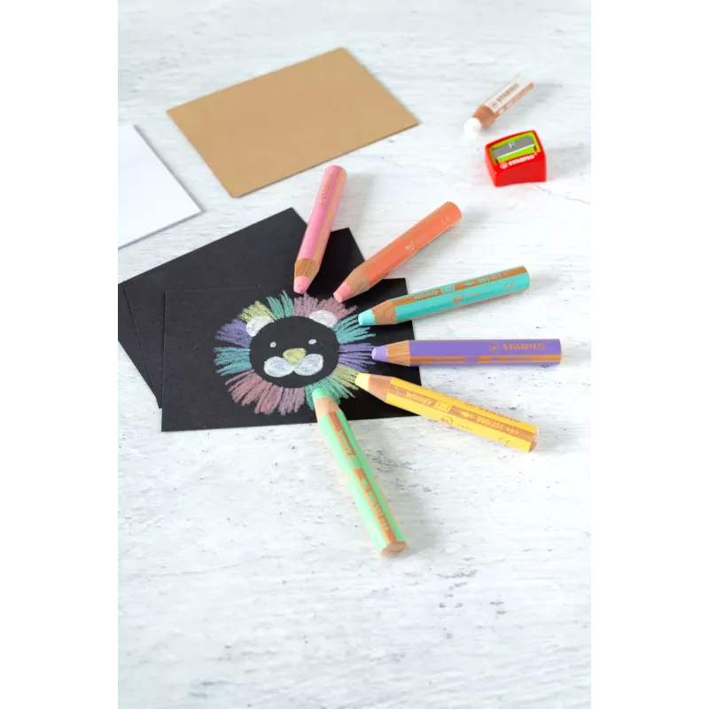 STABILO woody 3 in 1 lápis vermelho-pastel - mina de 10 mm - solúvel em água - 1 unidade