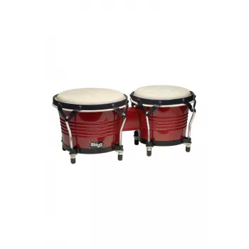 Bongos de madeira Stagg BW 200 CH com peles de pele natural e ferragens cromadas