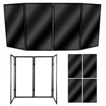 STAND4ME DJ PARAWAN COMPACT BK Ecrã de fachada DJ 4 painéis estrutura preta tecido branco