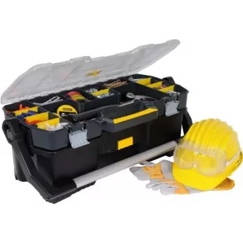 Mala de ferramentas STANLEY 19 com organizador STST1-70317 – 30,5L polipropileno de alto impacto, preto/amarelo