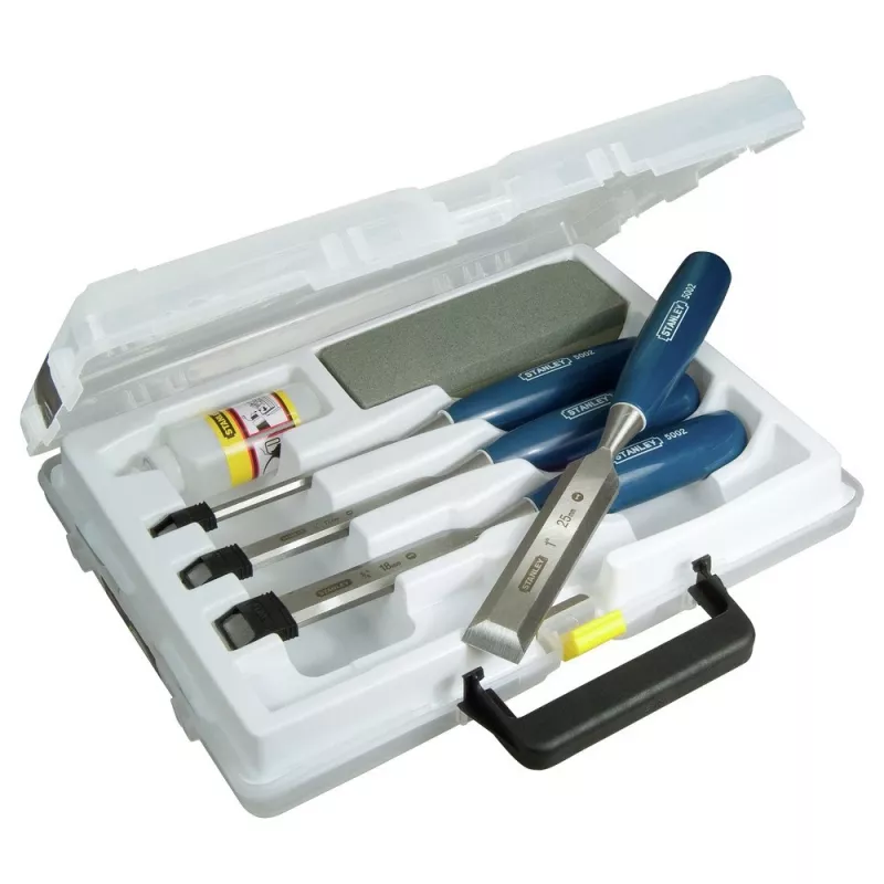 Stanley 5002 Series Conjunto de 6 formões de madeira em mala de plástico