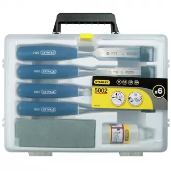 Stanley 5002 Series Conjunto de 6 formões de madeira em mala de plástico