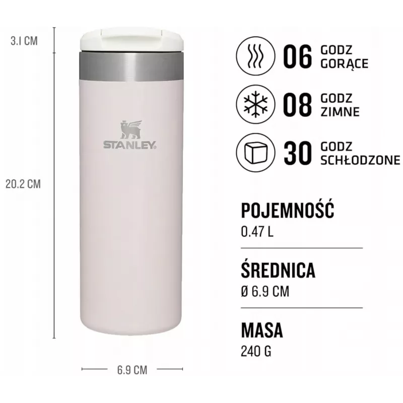 Stanley AeroLight Caneca de viagem 0,47L quartzo rosa metálico
