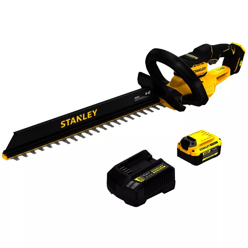STANLEY Corta-Seves Elétrico a Bateria (STCHT8255M1-QW), 18V (preto/amarelo, bateria Li-Ion 4,0 Ah)