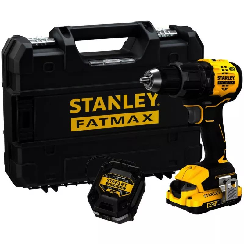 STANLEY Berbequim de percussão a bateria (SFMCD716D1T-QW), 18V (Preto/Amarelo, bateria Li-Ion 2.0Ah, Pro-Stack Case)