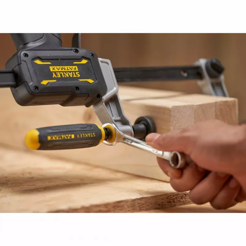 Sargento em F de alta resistência STANLEY FATMAX FMHT83008-0 460 mm com função de aperto rápido, preto/cinzento/amarelo