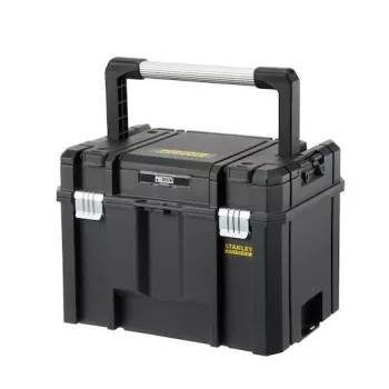 Mala rígida para ferramentas Stanley FATMAX PRO-STACK, 22L, IP54, preta com detalhes amarelos