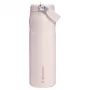 STANLEY IceFlow Bottle Flip Straw 2.0 0,71L rosa claro (Guava) - 24oz garrafa reutilizável de aço inoxidável com tampa de palhinha flip, parede dupla com isolamento a vácuo, à prova de fugas, sem BPA, lavável na máquina de lavar louça