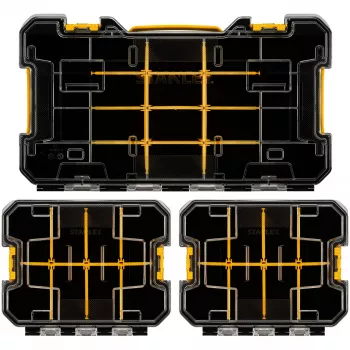 Conjunto de organizadores STANLEY PRO-STACK de 3 peças preto/transparente