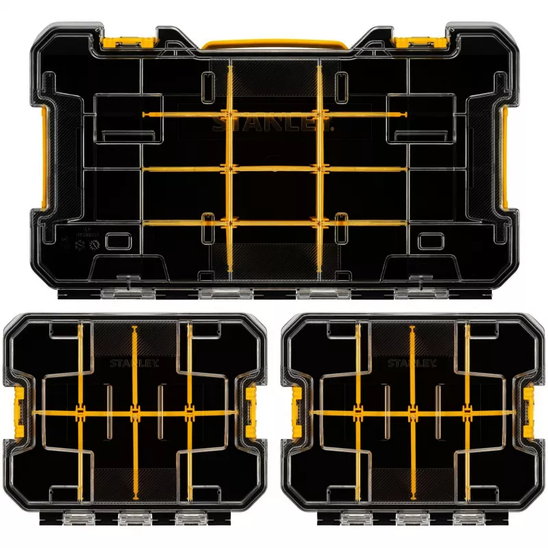 STANLEY PRO-STACK Conjunto de organizadores de 3 peças Preto/Transparente