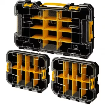 Conjunto de organizadores STANLEY PRO-STACK de 3 peças preto/transparente