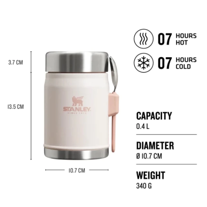 Recipiente térmico STANLEY The Legendary Food Jar + Spork 0,4L rosa-claro