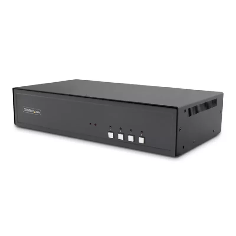 StarTech.com Secure 4-Port Dual Monitor 4K DisplayPort KVM Switch com hub USB 3.0 e áudio