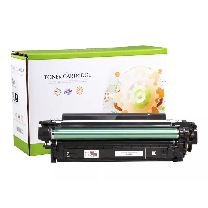 Tinteiro de toner STATIC compatível com HP CE264X preto alta capacidade recondicionado 17.000 páginas