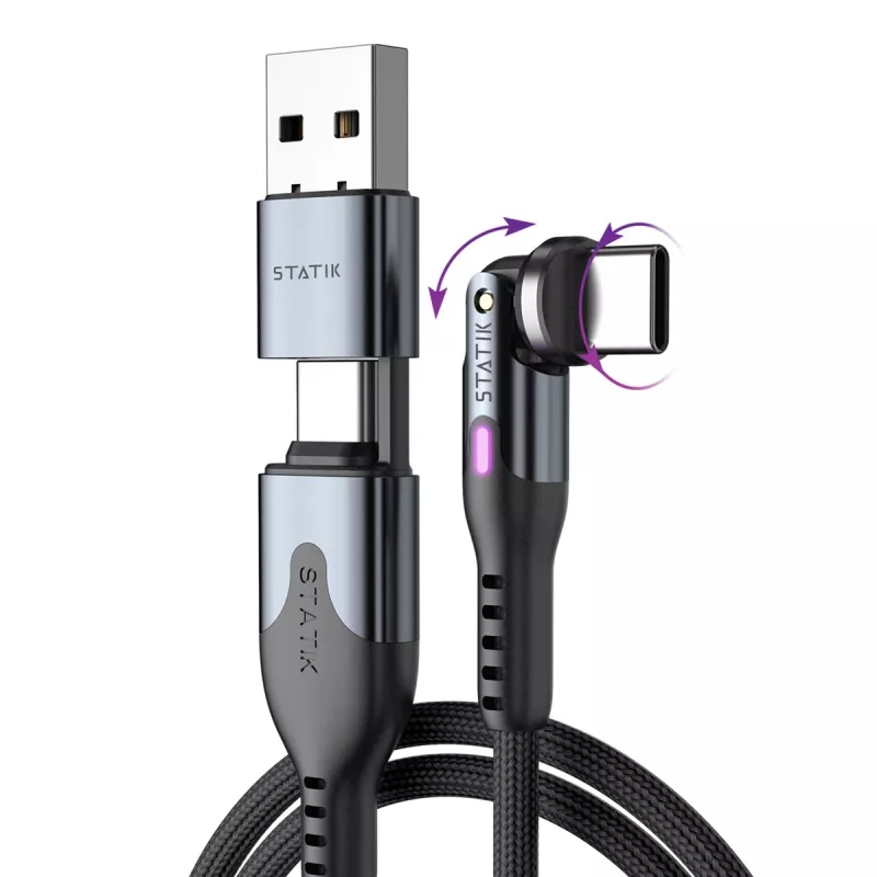STATIK PowerPivot Pro Cabo de nylon entrançado, USB-C para USB-C, 1m, preto