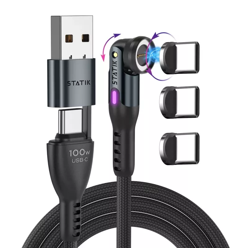 Statik 360 Pro Cabo 2.0 apenas USB-C; 1m, preto