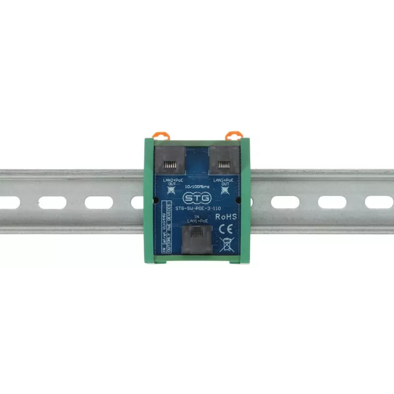 STG STG-SW-POE-3-110 switch PoE / extensor, 2 portas PoE + 1 uplink, 10/100 Mbit/s