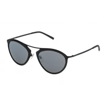 Óculos de sol unissexo STING SST07552531X - armação retangular preta, lentes cinzentas de policarbonato, proteção UV400, largura da lente 52 mm
