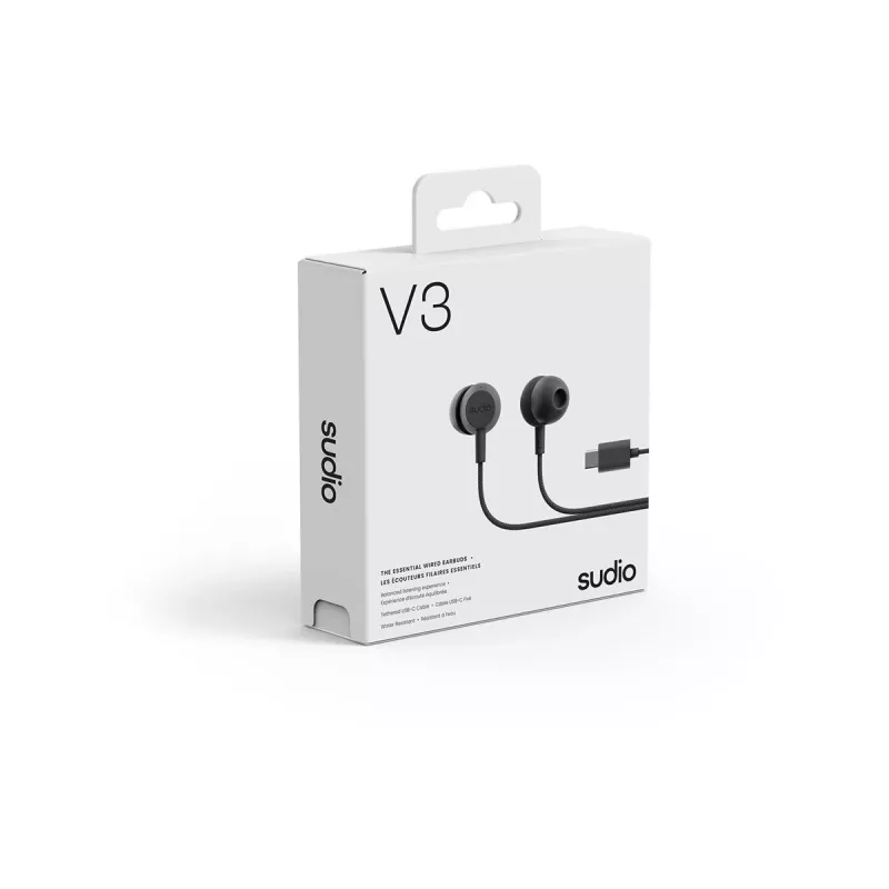 Sudio V3 Auscultadores In-Ear Sem Fios com Microfone, Carregamento USB-C, Dusty Black