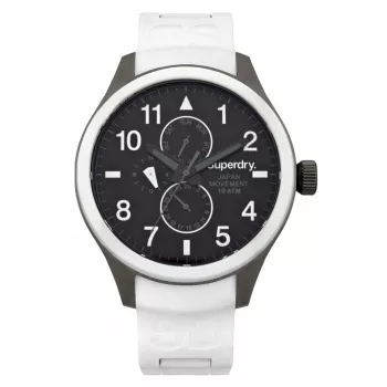 Relógio de quartzo analógico SUPERDRY homem SYG110W 44 mm bracelete de silicone preto