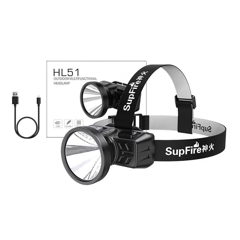 Superfire HL51 Lanterna de Cabeça, 160 lm, Micro-USB, 4 Modos, 300 m