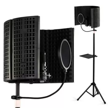 Painel acústico de 5 painéis SUPRIMO AC5 SET para microfone, dobrável, preto