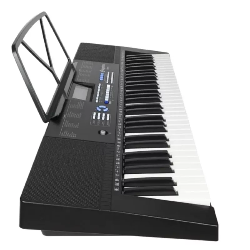 Teclado infantil SUPRIMO EK611 de 61 teclas com ecrã LCD, 200 timbres, 128 ritmos, microfone e suporte de partituras