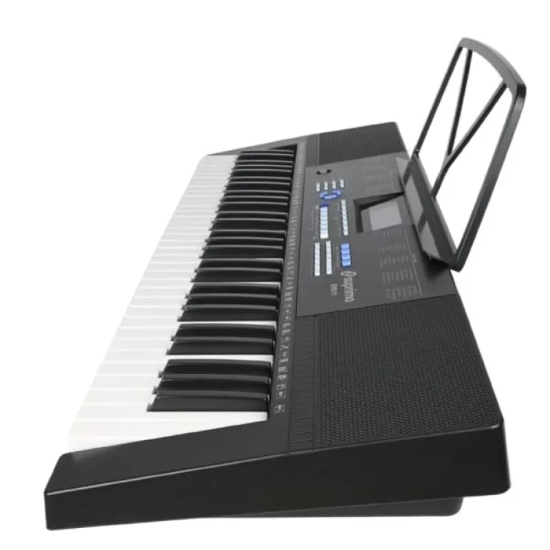Teclado infantil SUPRIMO EK611 de 61 teclas com ecrã LCD, 200 timbres, 128 ritmos, microfone e suporte de partituras