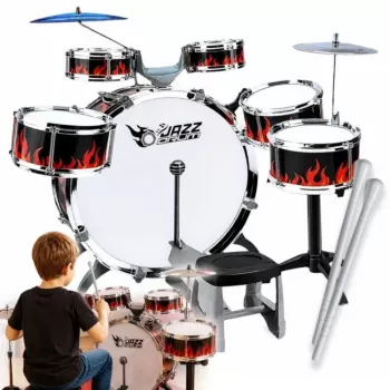 SUPRIMO K-DRUMS 2 Bateria infantil grande com 6 tambores, vermelho/preto