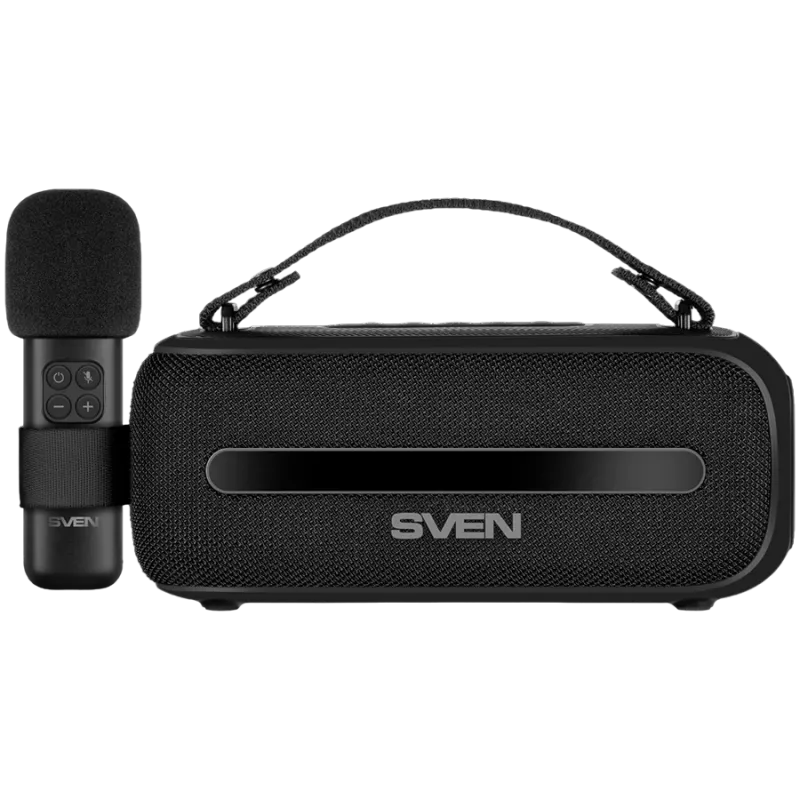 SVEN PS-255 Altifalante, preto (12W, Bluetooth, FM, USB, microfone de karaoke, 3600mAh)