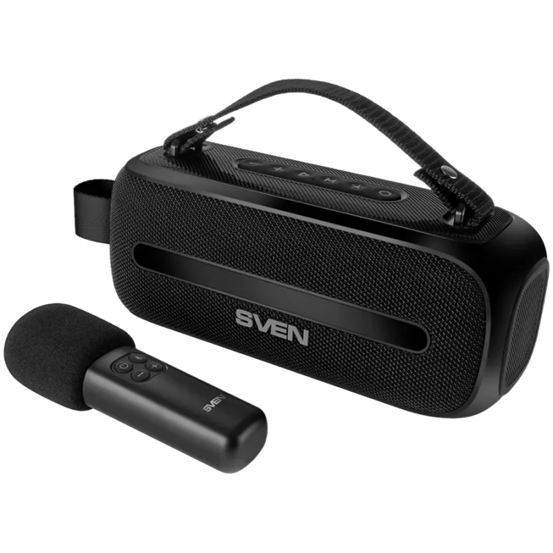 SVEN PS-255 Altifalante, preto (12W, Bluetooth, FM, USB, microfone de karaoke, 3600mAh)