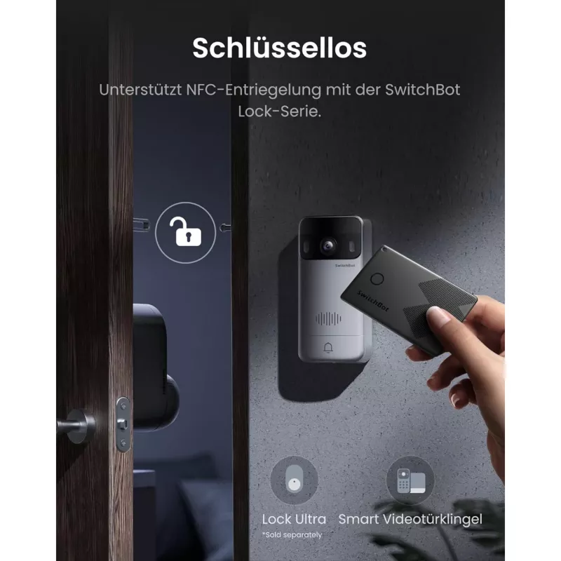 Switchbot SWB VDB-M-SW - Campainha de vídeo WiFi com ecrã colorido de 4,3 polegadas (branco/prateado)
