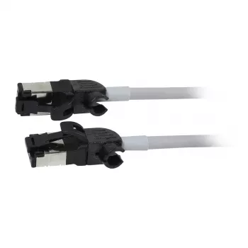 Synergy21 cabo de rede RJ45, CAT6A 500MHz, 3m, cinzento, S/FTP, Slimline redondo d=4,5mm, TPE/LSZH (Superflex), AWG28, com ficha CAT7, ficha rotativa