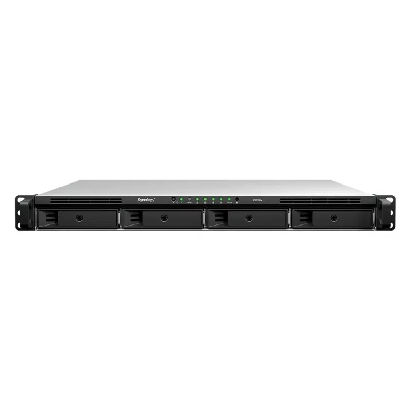 NAS Synology RS826+ 1U Rackmount 4-Bay, AMD Ryzen V1500B, 4GB DDR4 ECC, 4x 1GbE, sem discos