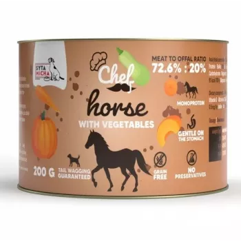 SYTA MICHA Chefe Cavalo com Legumes Mono Alimento húmido para cães 200g