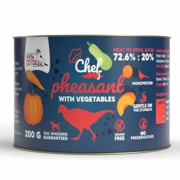 SYTA MICHA Chef faisão com legumes comida húmida mono para cães 200g