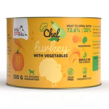 SYTA MICHA Chef Peru com legumes Alimento húmido mono para cães 200g