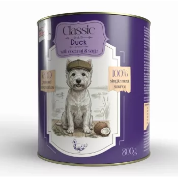 Syta Micha Alimento húmido para cães pato com coco, sem cereais, 800g lata