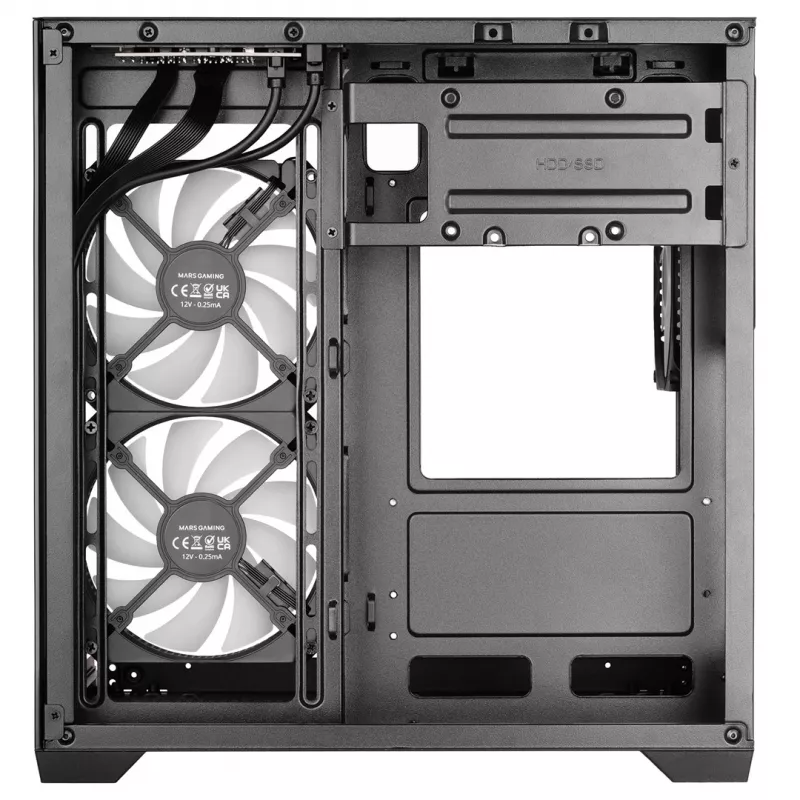 TACENS MARS MC-VIEW3 caixa Micro-ATX com 3 ventoinhas ARGB, USB-C, vidro temperado