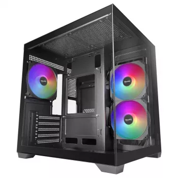 TACENS MARS MC-VIEW3 caixa Micro-ATX com 3 ventoinhas ARGB, USB-C, vidro temperado