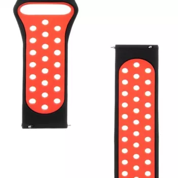 Pulseira tática dupla de silicone 20 mm preta vermelha