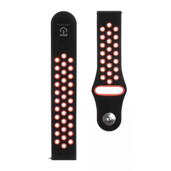 Pulseira tática dupla de silicone 20 mm preta vermelha