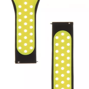 Pulseira de silicone dupla tática de 20mm, preto e amarelo