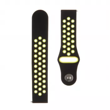 Pulseira de silicone dupla tática de 20mm, preto e amarelo