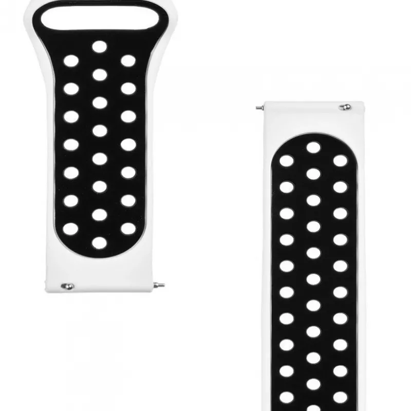 Pulseira de silicone dupla tática de 20mm para relógio, branco e preto