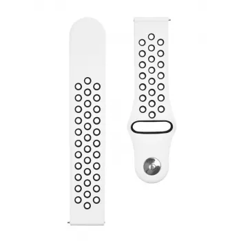 Pulseira de silicone dupla tática de 20mm para relógio, branco e preto