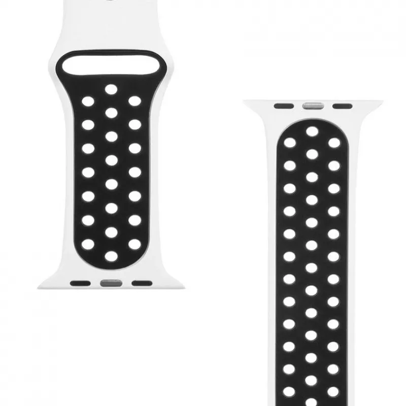 Pulseira dupla de silicone Tactical para Apple Watch 42/44/45mm branca e preta