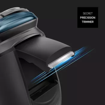 Máquina de barbear rotativa Taurus 3 Side Shave IPX7 com aparador preto/azul