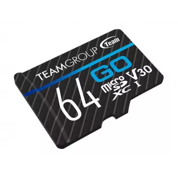 Team Group GO Card MicroSDXC 64GB UHS-I U3 Speed Class 10 V30 A1 com adaptador SD - preto