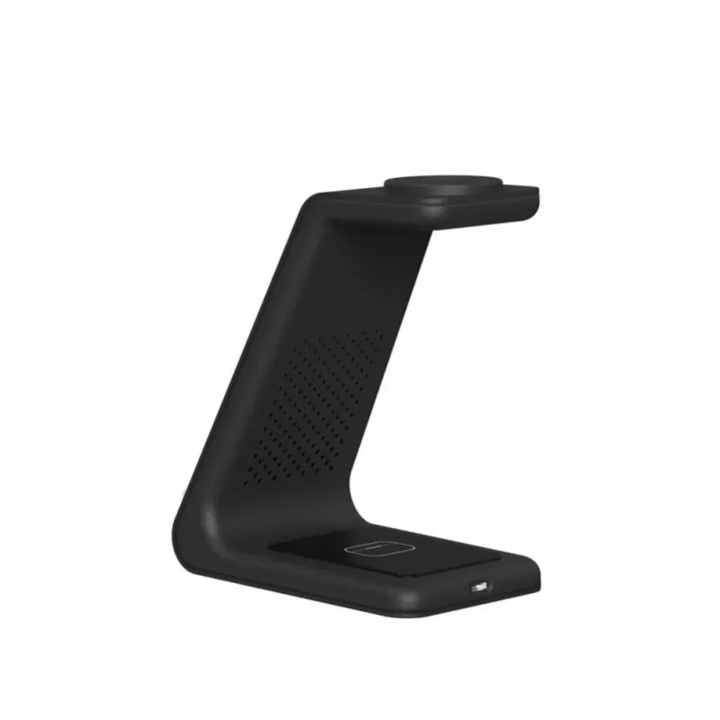 Suporte de carregamento sem fios Tech-Protect A8 10W 3-em-1 para smartphone, auscultadores e smartwatch - Preto